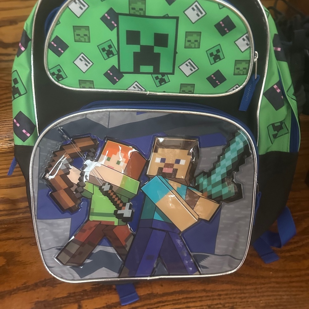 Kids Minecraft backpack, lunchbox and pencil case